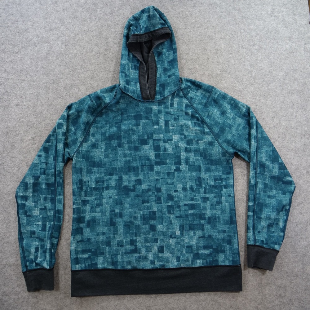 Lululemon Hoodie Mens Medium Green Blue Reversible Pullover Athletic Sweatshirt